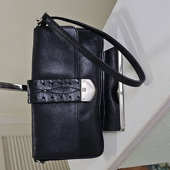 Michael Kors Black Smooth Leather Braided Snap Detail Minibag/Wristlet EUC - Picture 14 of 14